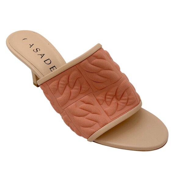 Casadei Peach Textured Scuba Mule Sandals - Picture 1 of 7
